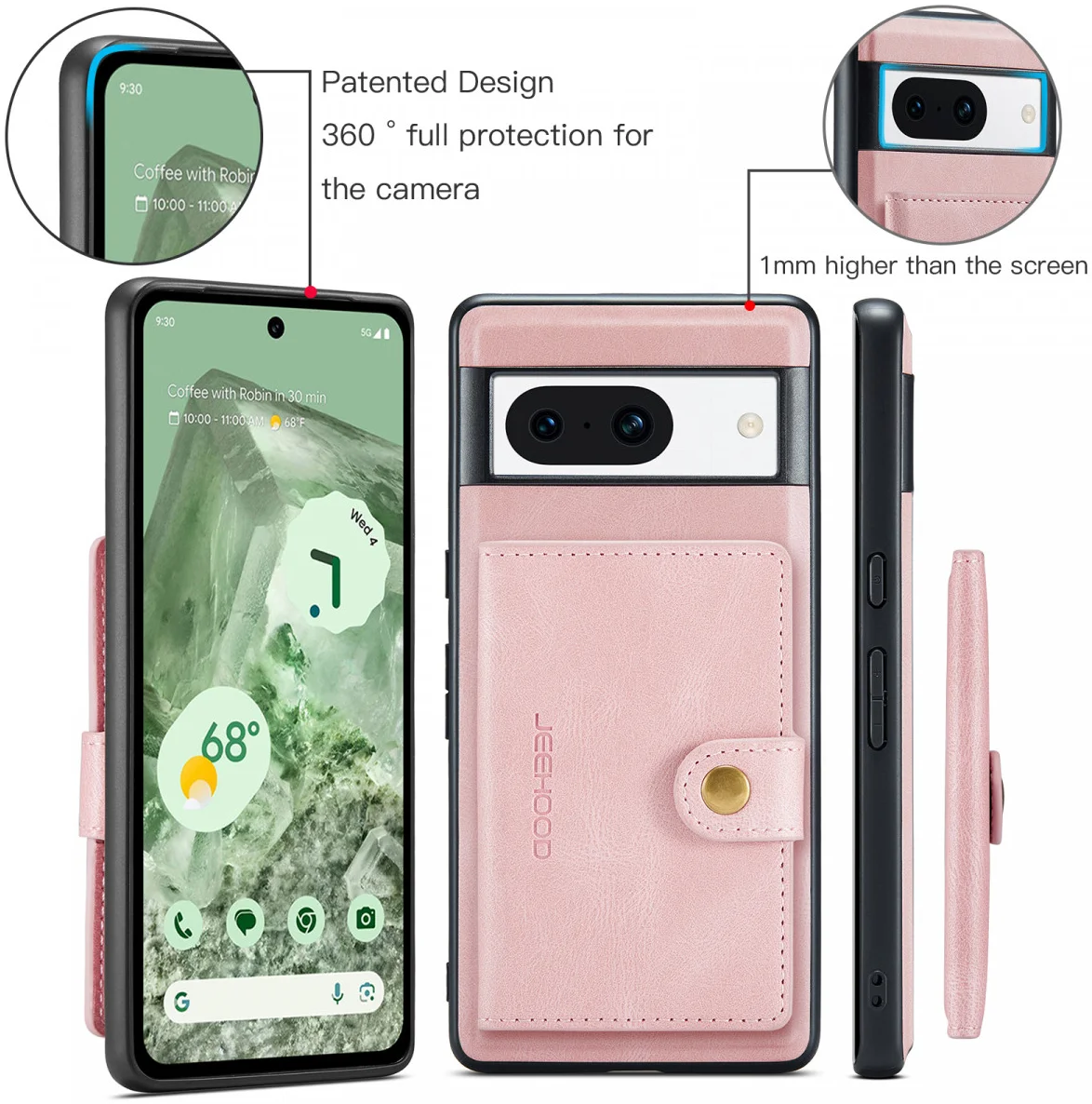 CaseMe JH-01 Google Pixel 8a Hoesje met Magnetische Kaarthouder Roze afbeelding 8