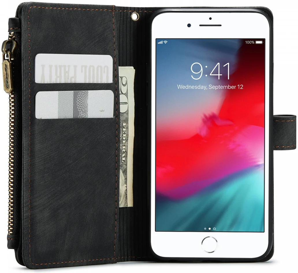 CaseMe C30 iPhone SE (2020 / 2022) Hoesje Pasjeshouder Book Case Zwart afbeelding 2