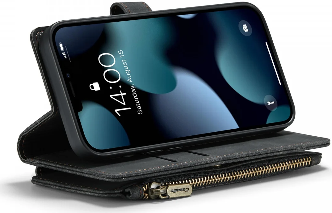CaseMe C30 Apple iPhone 13 Hoesje Pasjeshouder Book Case Zwart afbeelding 6