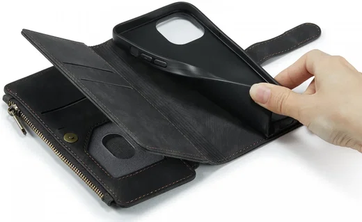CaseMe C30 Apple iPhone 13 Hoesje Pasjeshouder Book Case Zwart afbeelding 7