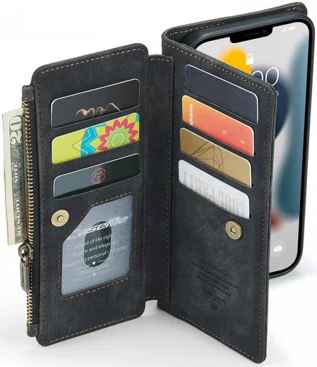 CaseMe C30 Apple iPhone 13 Pro Max Hoesje Pasjeshouder Book Case Zwart afbeelding 2