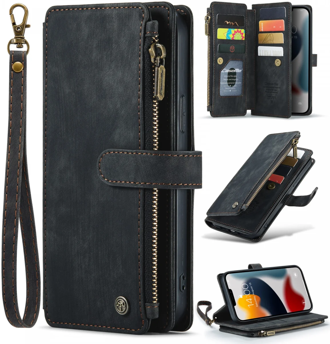 CaseMe C30 Apple iPhone 13 Pro Max Hoesje Pasjeshouder Book Case Zwart afbeelding 3