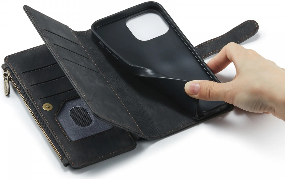 CaseMe C30 Apple iPhone 13 Pro Max Hoesje Pasjeshouder Book Case Zwart afbeelding 5