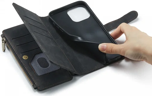 CaseMe C30 Apple iPhone 13 Pro Max Hoesje Pasjeshouder Book Case Zwart afbeelding 5