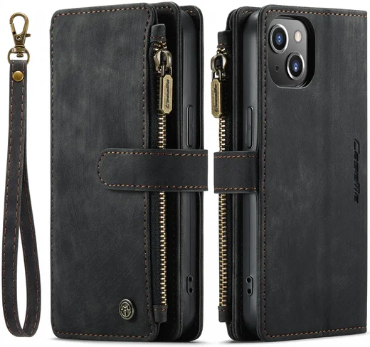 CaseMe C30 Apple iPhone 14 Hoesje Pasjeshouder Book Case Zwart afbeelding 2