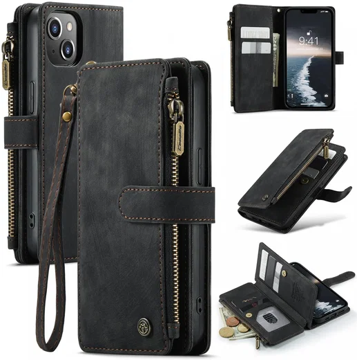 CaseMe C30 Apple iPhone 14 Hoesje Pasjeshouder Book Case Zwart afbeelding 3