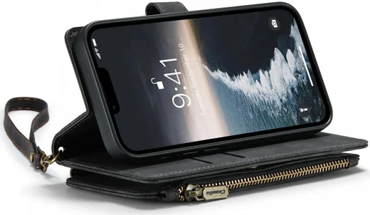 CaseMe C30 Apple iPhone 14 Hoesje Pasjeshouder Book Case Zwart afbeelding 4