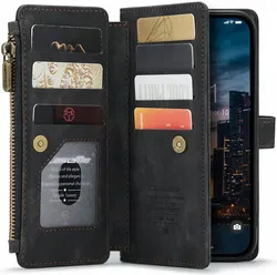 CaseMe C30 Apple iPhone 14 Pro Hoesje Pasjeshouder Book Case Zwart afbeelding