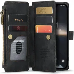 CaseMe C30 Apple iPhone 14 Plus Hoesje Pasjeshouder Book Case Zwart afbeelding