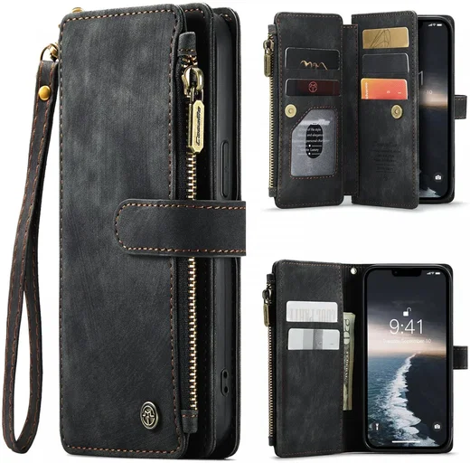 CaseMe C30 Apple iPhone 15 Hoesje Pasjeshouder Book Case Zwart afbeelding 2