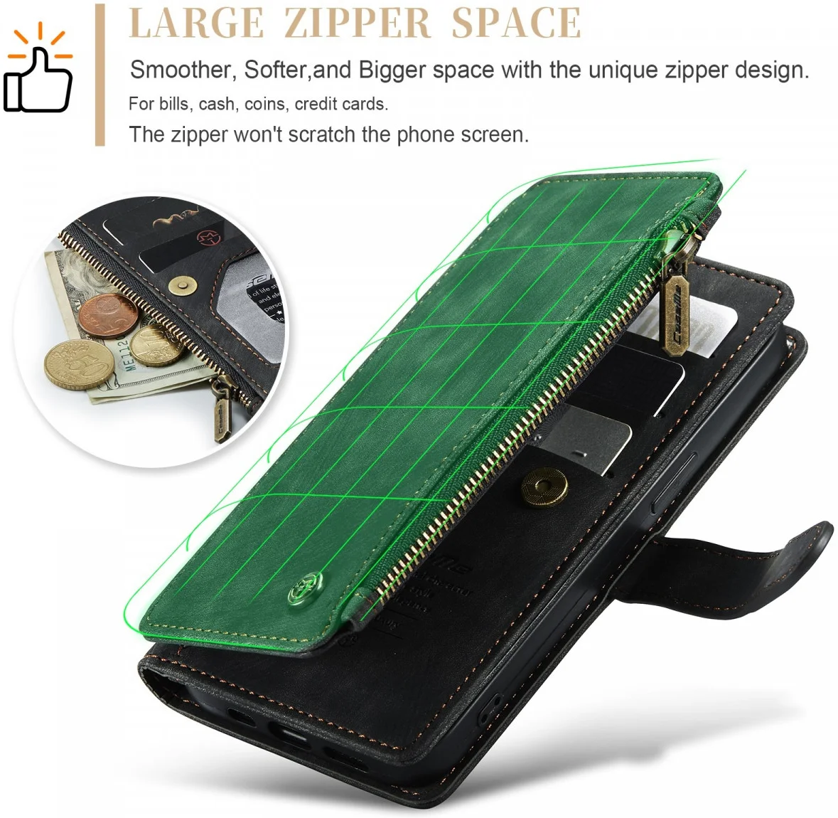 CaseMe C30 Apple iPhone 15 Pro Hoesje Pasjeshouder Book Case Zwart afbeelding 5