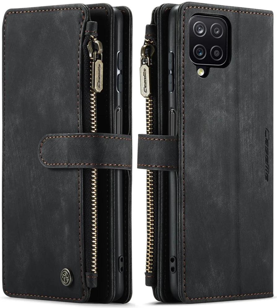 CaseMe C30 Samsung Galaxy A12 Hoesje Pasjeshouder Book Case Zwart afbeelding 1