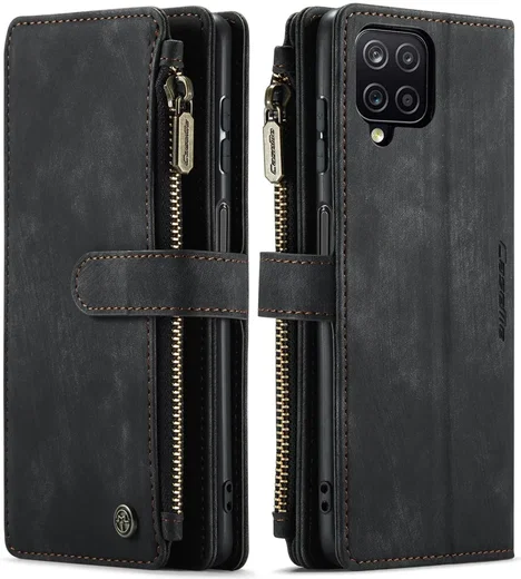 CaseMe C30 Samsung Galaxy A12 Hoesje Pasjeshouder Book Case Zwart afbeelding 1