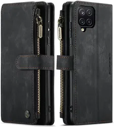 CaseMe C30 Samsung Galaxy A12 Hoesje Pasjeshouder Book Case Zwart afbeelding