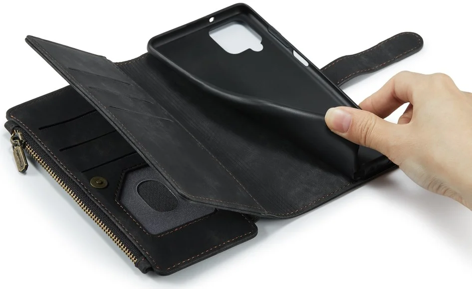 CaseMe C30 Samsung Galaxy A12 Hoesje Pasjeshouder Book Case Zwart afbeelding 11