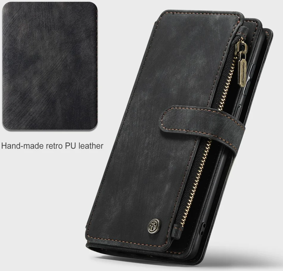 CaseMe C30 Samsung Galaxy A12 Hoesje Pasjeshouder Book Case Zwart afbeelding 9