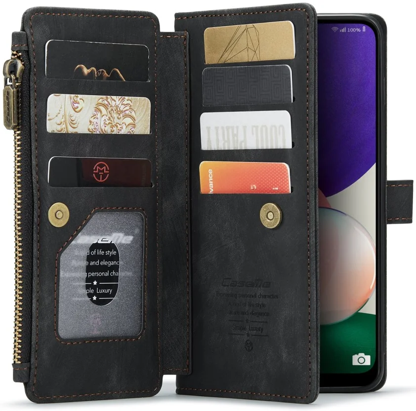 CaseMe C30 Samsung Galaxy A22 5G Hoesje Pasjeshouder Book Case Zwart afbeelding 1