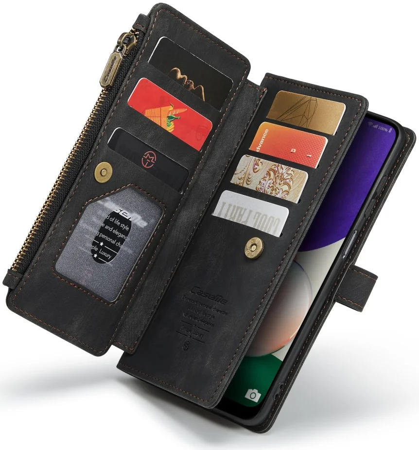 CaseMe C30 Samsung Galaxy A22 5G Hoesje Pasjeshouder Book Case Zwart afbeelding 12
