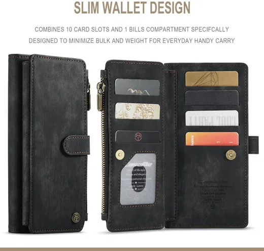 CaseMe C30 Samsung Galaxy A22 5G Hoesje Pasjeshouder Book Case Zwart afbeelding 4