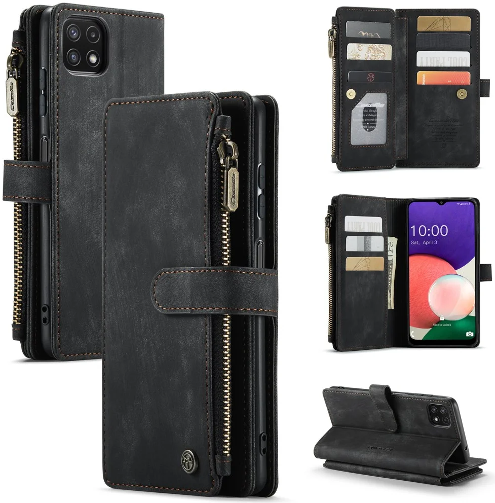 CaseMe C30 Samsung Galaxy A22 5G Hoesje Pasjeshouder Book Case Zwart afbeelding 8