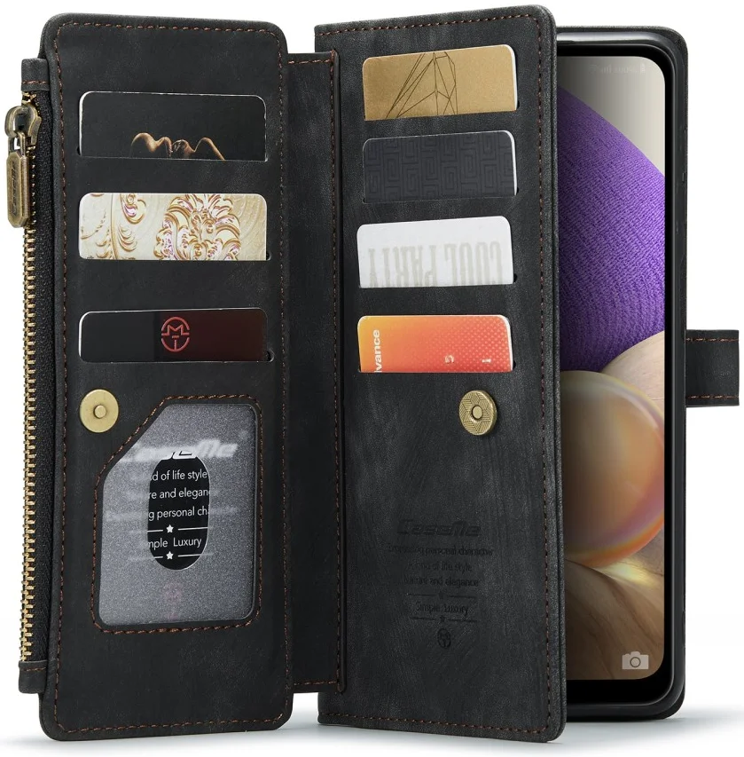 CaseMe C30 Samsung Galaxy A32 5G Hoesje Pasjeshouder Book Case Zwart afbeelding 1