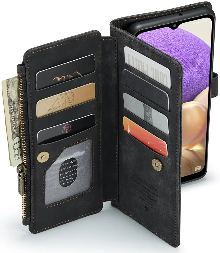 CaseMe C30 Samsung Galaxy A32 5G Hoesje Pasjeshouder Book Case Zwart afbeelding 2