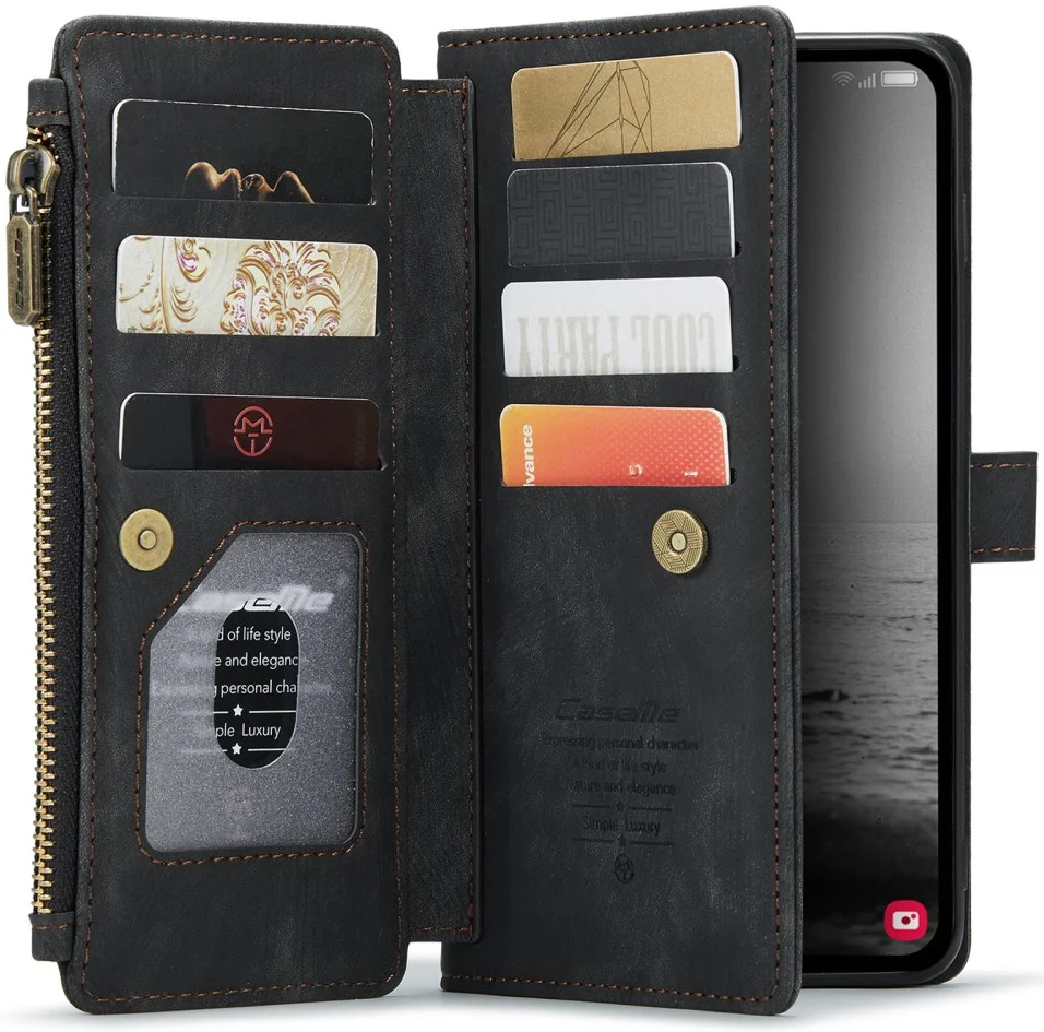 CaseMe C30 Samsung Galaxy A34 Hoesje Pasjeshouder Book Case Zwart afbeelding 1