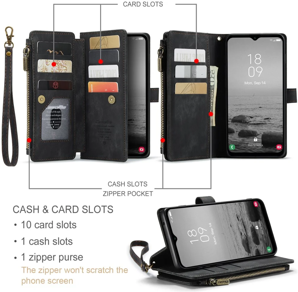 CaseMe C30 Samsung Galaxy A34 Hoesje Pasjeshouder Book Case Zwart afbeelding 3