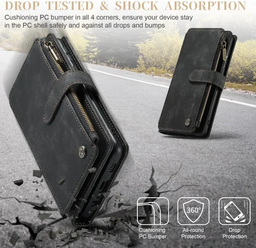 CaseMe C30 Samsung Galaxy A34 Hoesje Pasjeshouder Book Case Zwart afbeelding 4