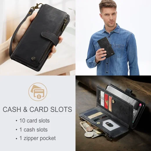 CaseMe C30 Samsung Galaxy A34 Hoesje Pasjeshouder Book Case Zwart afbeelding 7