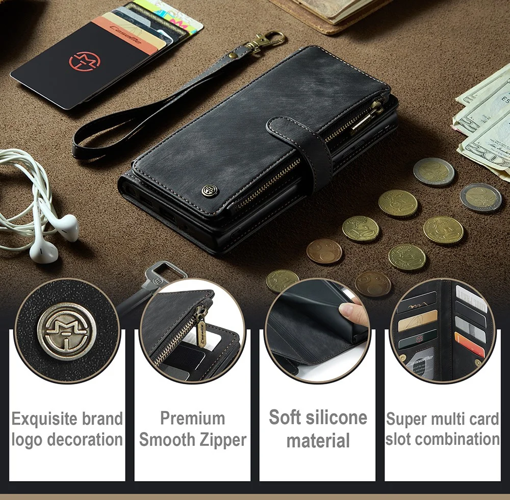 CaseMe C30 Samsung Galaxy A34 Hoesje Pasjeshouder Book Case Zwart afbeelding 8