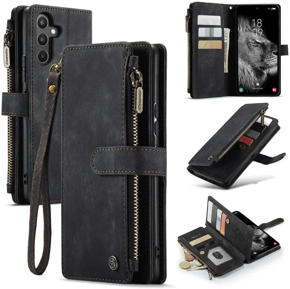 CaseMe C30 Samsung Galaxy A34 Hoesje Pasjeshouder Book Case Zwart afbeelding 9