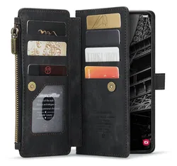 CaseMe C30 Samsung Galaxy S23 Hoesje Pasjeshouder Book Case Zwart afbeelding