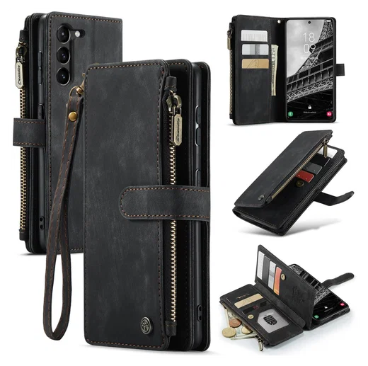 CaseMe C30 Samsung Galaxy S23 Hoesje Pasjeshouder Book Case Zwart afbeelding 2