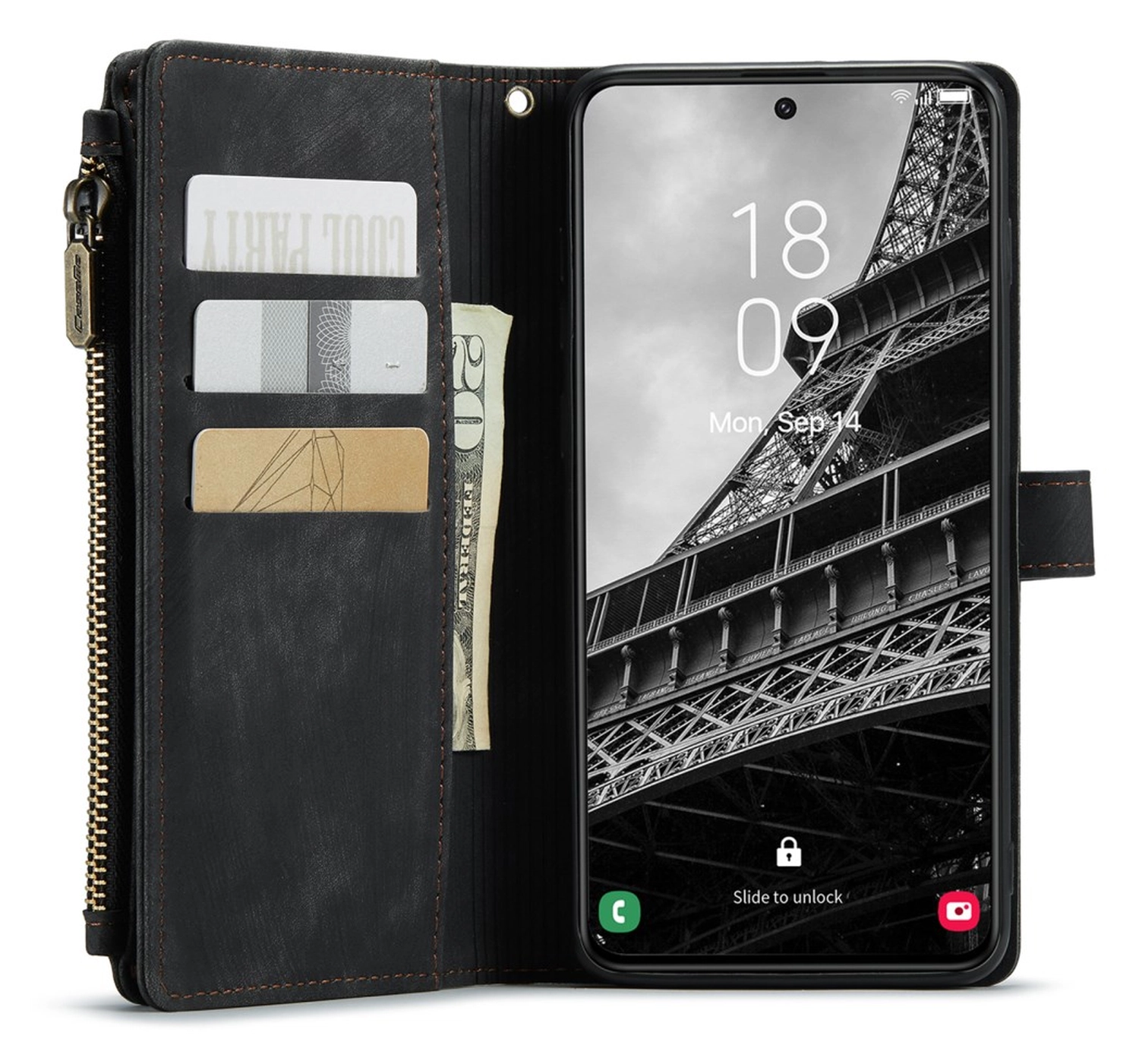 CaseMe C30 Samsung Galaxy S23 Hoesje Pasjeshouder Book Case Zwart afbeelding 8