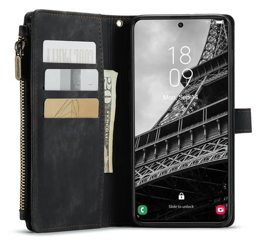 CaseMe C30 Samsung Galaxy S23 Hoesje Pasjeshouder Book Case Zwart afbeelding 8