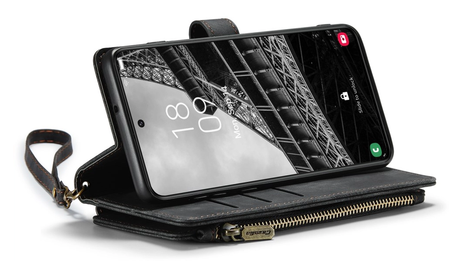 CaseMe C30 Samsung Galaxy S23 Hoesje Pasjeshouder Book Case Zwart afbeelding 9