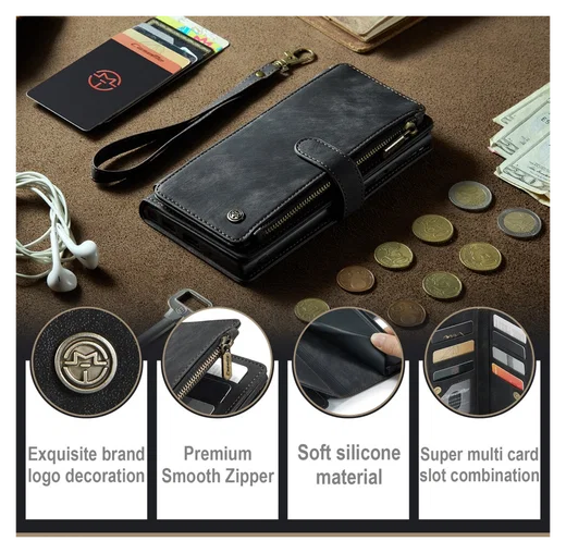 CaseMe C30 Samsung Galaxy S23 Hoesje Pasjeshouder Book Case Zwart afbeelding 10