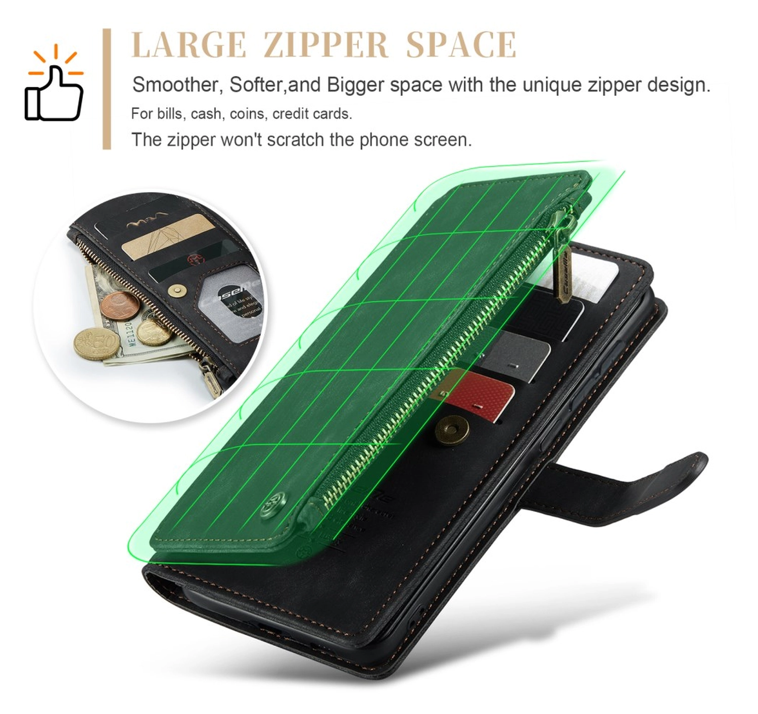 CaseMe C30 Samsung Galaxy S23 Hoesje Pasjeshouder Book Case Zwart afbeelding 13
