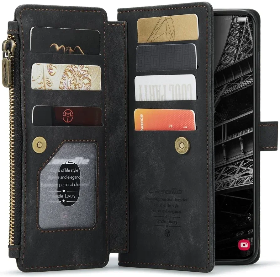 CaseMe C30 Samsung Galaxy S23 Plus Hoesje Pasjeshouder Book Case Zwart afbeelding 1