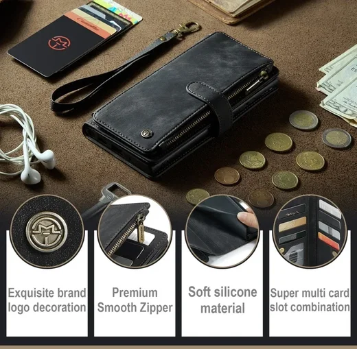 CaseMe C30 Samsung Galaxy S23 Plus Hoesje Pasjeshouder Book Case Zwart afbeelding 11