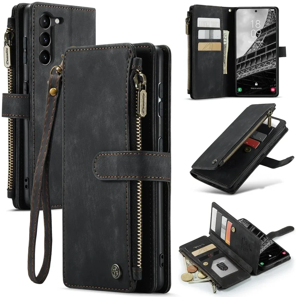 CaseMe C30 Samsung Galaxy S23 Plus Hoesje Pasjeshouder Book Case Zwart afbeelding 12