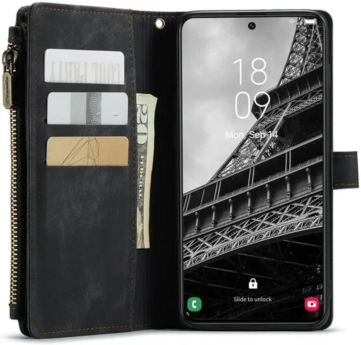 CaseMe C30 Samsung Galaxy S23 Plus Hoesje Pasjeshouder Book Case Zwart afbeelding 2