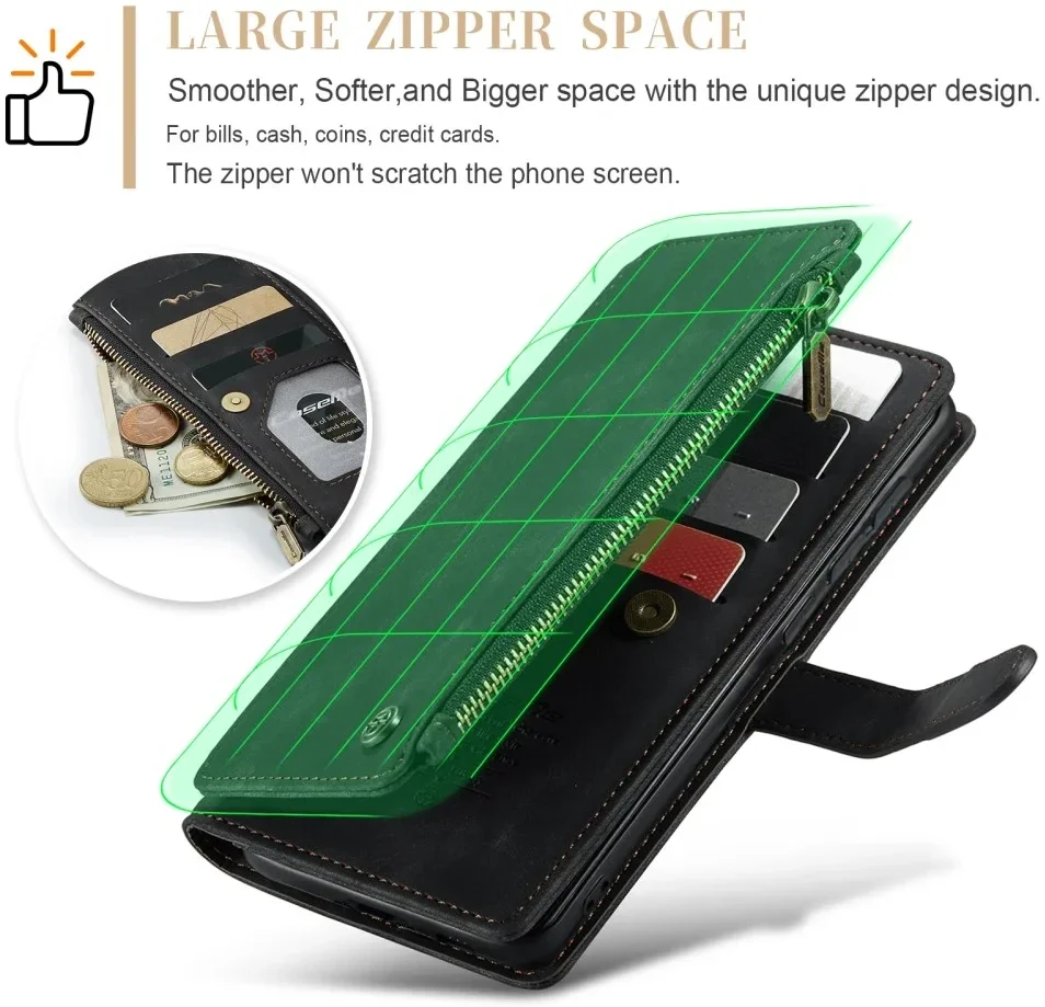 CaseMe C30 Samsung Galaxy S23 Plus Hoesje Pasjeshouder Book Case Zwart afbeelding 4