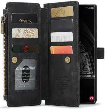 CaseMe C30 Samsung S23 Ultra Hoesje Pasjeshouder Book Case Zwart