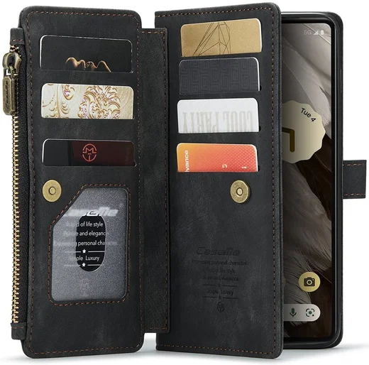 CaseMe C30 Google Pixel 7a Hoesje Pasjeshouder Book Case Zwart afbeelding 1