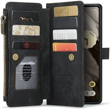 CaseMe C30 Google Pixel 7a Hoesje Pasjeshouder Book Case Zwart