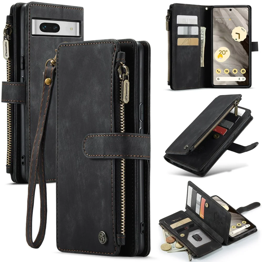 CaseMe C30 Google Pixel 7a Hoesje Pasjeshouder Book Case Zwart afbeelding 12