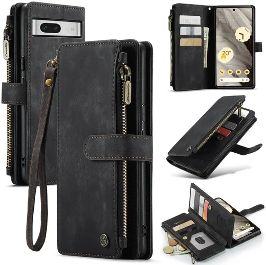 CaseMe C30 Google Pixel 7a Hoesje Pasjeshouder Book Case Zwart afbeelding 12