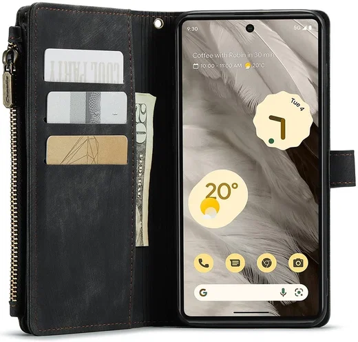 CaseMe C30 Google Pixel 7a Hoesje Pasjeshouder Book Case Zwart afbeelding 2